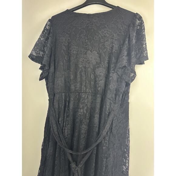 Torrid Mini Lace Wrap Dress Black Tie Stretch Hi-Lo Skater Stretch Plus Size 4X - Picture 10 of 13